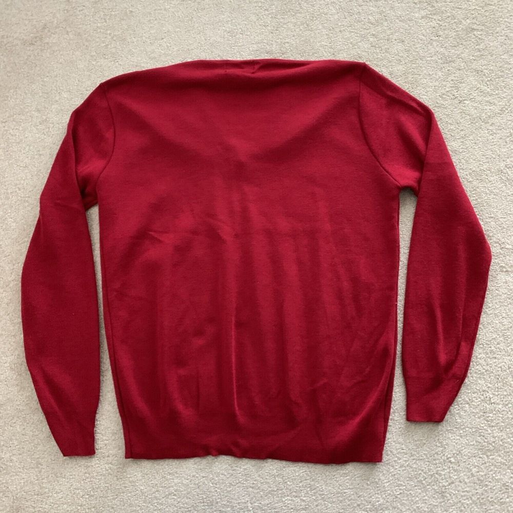 Garan Embroidered Sweater Pullover V Neck Tiger Logo L Red Made in USA Acrylic - Picture 8 of 8